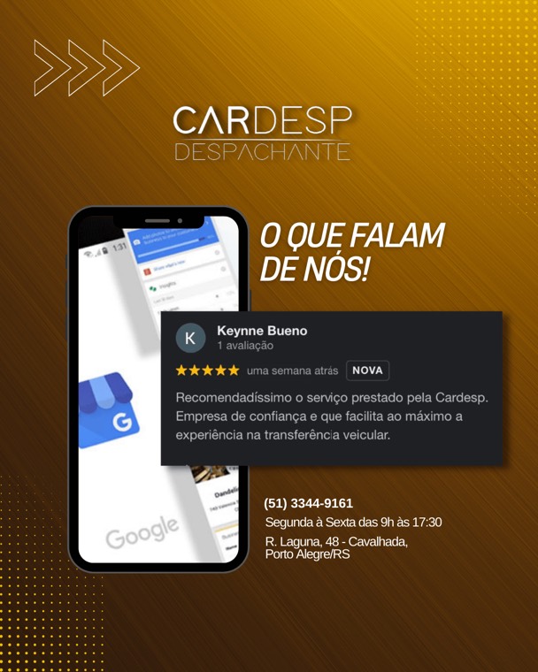 Avaliação de cliente destacando transparência e rapidez no atendimento